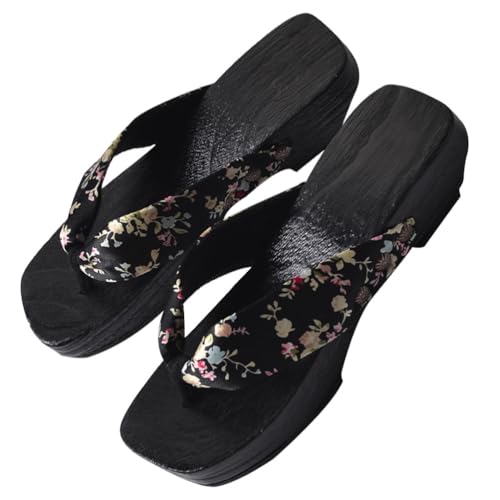 USHOBE 1 Paar Japanische Traditionelle Sandalen Geta Wooden Clogs Schuhe Kimono Schuhe Clogs Flip Flops Plattform Pantoffeln für Frauen von USHOBE