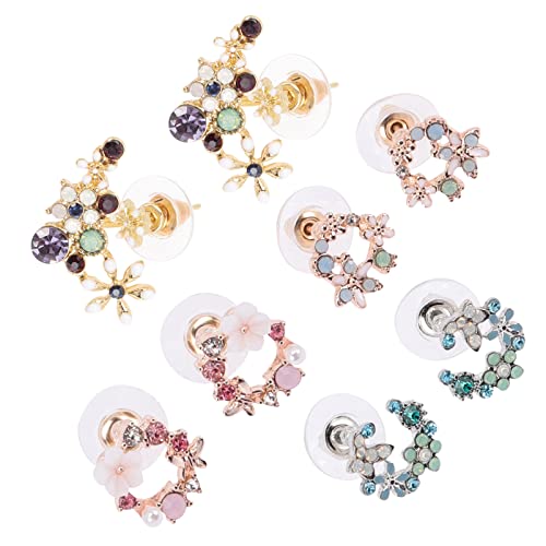 USHOBE 4 Paar Daisy Blumenohrringe Sterling Silber Ohrringe Frauen Retro Ohrringe Schmuck Geburtstag Geschenke von USHOBE