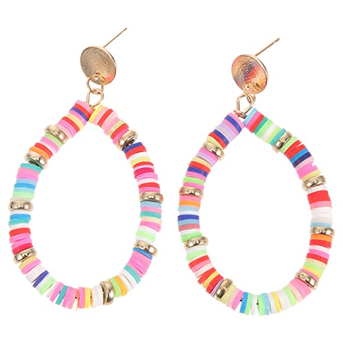 USHOBE Böhmische bunte Tonperlen-Creolen, runde Polymer-Ton-Tropfenohrringe, Perlen-Tropfen-Ohrhänger, Sommer-Surfer-Strandurlaub-Schmuck für Frauen und Mädchen von USHOBE