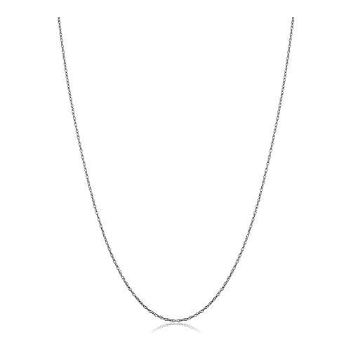 USIGONG 10 Karat Weißgold, zarte, leichte, dünne Kordelkette für Damen (45,7 cm – 1 mm), Platin, Kein Edelstein von USIGONG