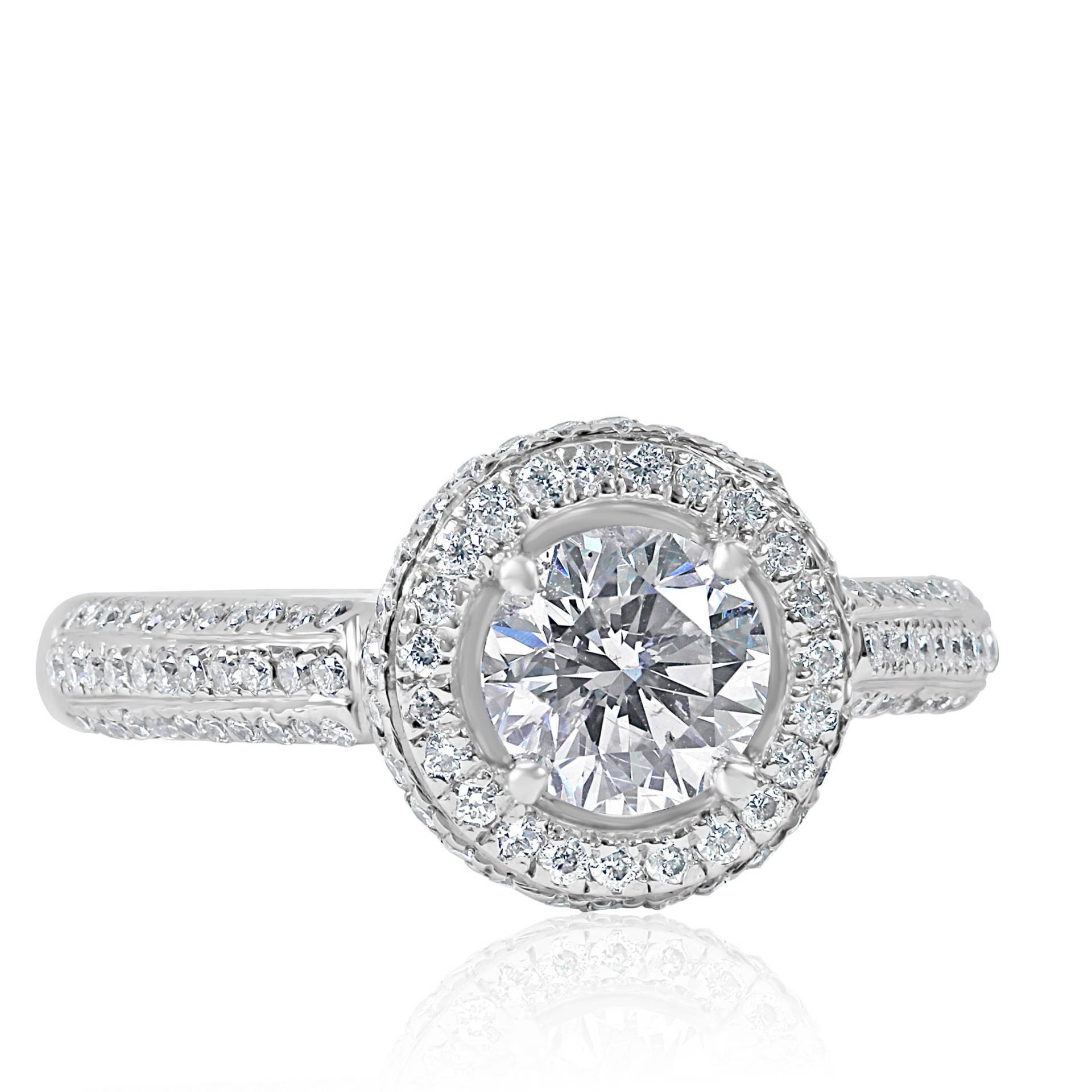 1, 82 Ct Natürlicher Runder Diamant Halo-Verlobungsring, 14K Weißgold 1, 82 Ct Natürlicher Runder Diamant Halo-Verlobungsring, 14K Weißgold von USJewelryFactory