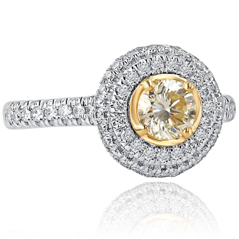 1.18 Ct Gelber Diamant-Verlobungsring, Diamantring Im Rundschliff Mit Doppeltem Heiligenschein, 14 Karat Weißgold von USJewelryFactory