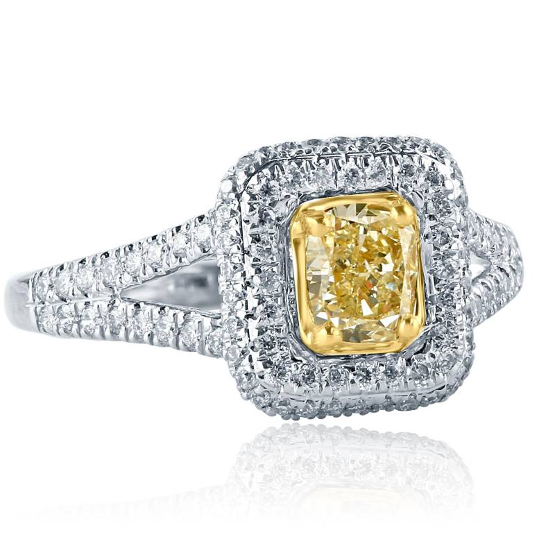 1.26 Ct Gelber Diamant Verlobungsring 18K Weißgold Double Halo von USJewelryFactory