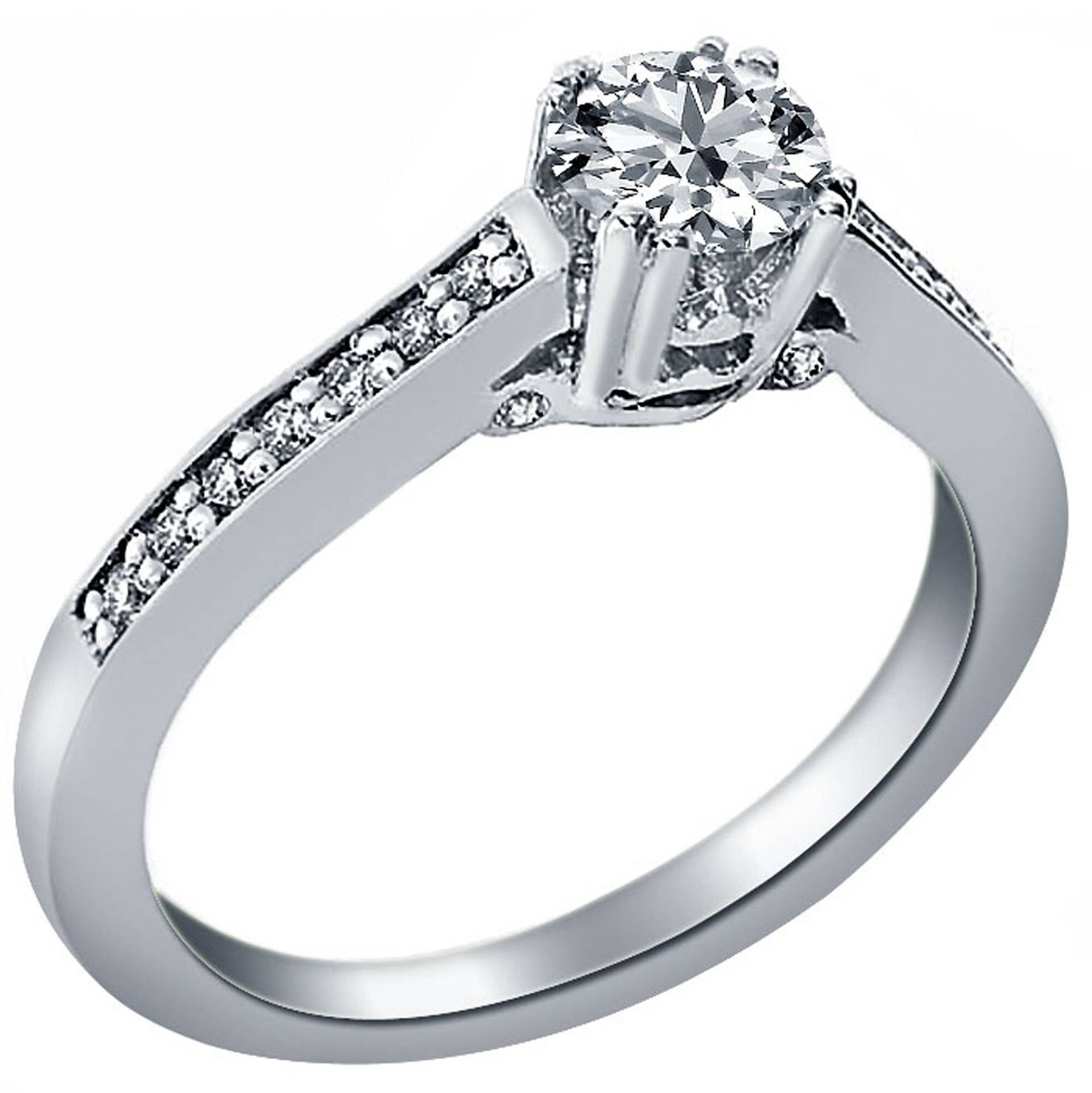 Kathedrale 0.67 Ct Rund Diamant Verlobungsring, 14K Weißgold von USJewelryFactory