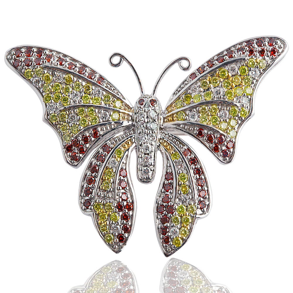 Diamant Schmetterling Brosche 2.80 Tcw, 14K Weissgold Pin Diamant Schmetterling Brosche 2.80 Tcw, 14K Weissgold Pin von USJewelryFactory