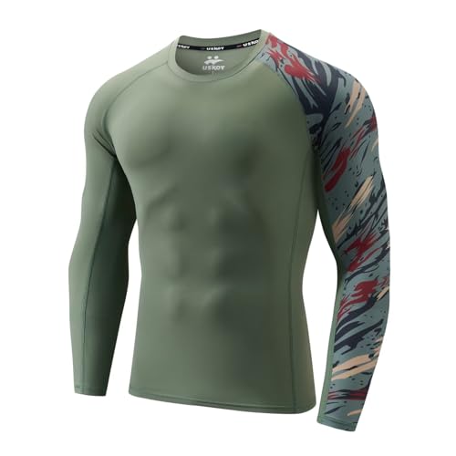 USKOY Herren Rashguard Langarm UPF 50+ Base Layer Skins Kompressionsshirt Performance Fit, Camouflage oliv, X-Groß USKOY Herren Rashguard Langarm UPF 50+ Base Layer Skins Kompressionsshirt Performance Fit, Camouflage oliv, X-Groß von USKOY
