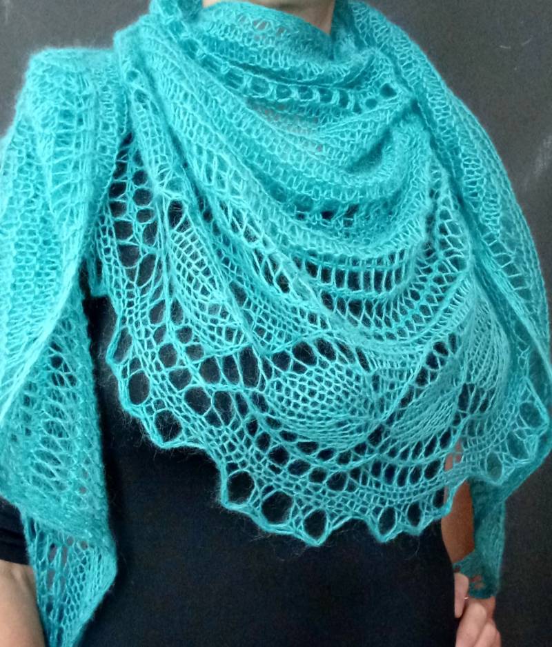 Azurblau/Beige Gestrickter Schal, Schal Handgestrickt, Wollschal, Gestrickte Schalwickel, Strickschal Azurblau/Beige Gestrickter Schal, Schal Handgestrickt, Wollschal, Gestrickte Schalwickel, Strickschal von USKnitting