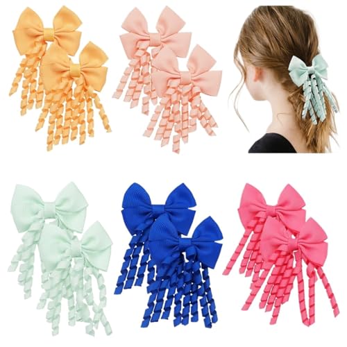 Cheerleader-Schleife 10 stücke Cheer Haar Bögen Mädchen Haar Clips Mit Bögen Ripsband Lockiges Haar Bögen Haarnadeln(Color B) von USOHJZ