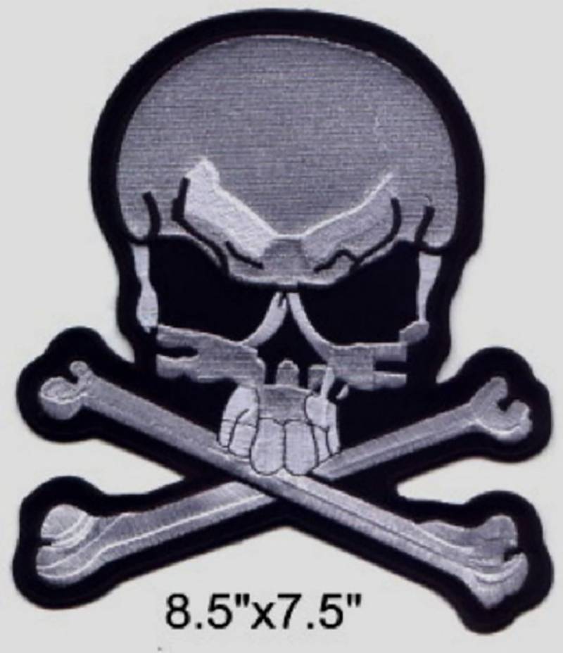 Großer Pirat Totenkopf/X | W Bestickter Aufnäher 20 X 19, 5" Bügelaufnäher von USPATCHShop