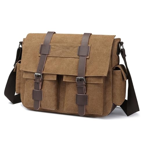 Laptoptasche aus Segeltuch im Vintage-Stil, Kaffee von USSADDIEHU