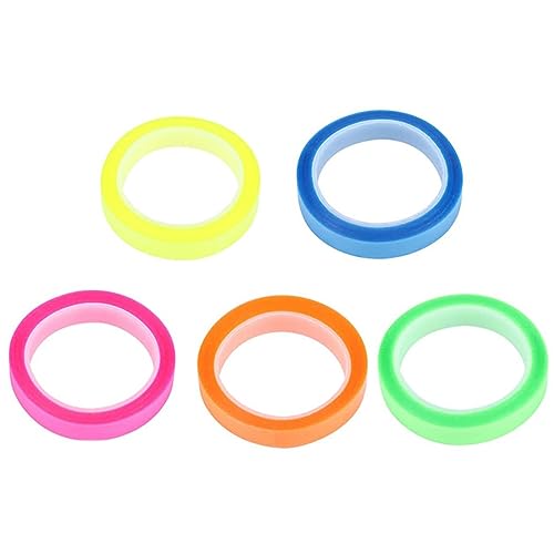 USTNIR 5 Rollen Highlight Strips Abnehmbare Fluoreszierende Farbige Tags Farbiges Transparentes Klebeband Transparente Notizzettel Textmarker-klebeband Für Lehrer Schüler Klasse Büro von USTNIR