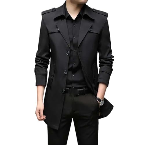 USTZFTBCL Frühling Männer Graben England Stil Lange Trenchcoats Herren Casual Oberbekleidung Jacken Windjacke Herren Kleidung black S von USTZFTBCL