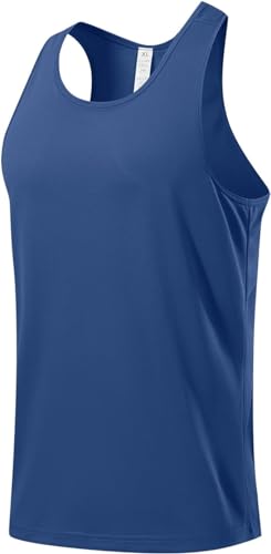 USUN Herren Kompressionsshirt Sports Tank Top Ärmelloses Funktionsshirt Laufshirt Y-Back Gym Fitness Trägershirt Herren Sport Tank Top Muskelshirt Funktionelle Quick-Dry Gym Shirt(Blue-2XL) von USUN