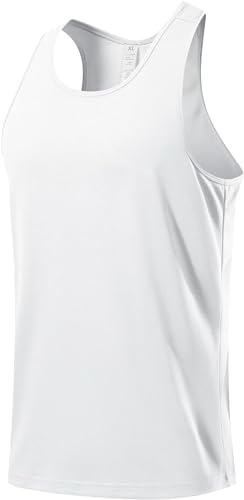 USUN Herren Kompressionsshirt Sports Tank Top Ärmelloses Funktionsshirt Laufshirt Y-Back Gym Fitness Trägershirt Herren Sport Tank Top Muskelshirt Funktionelle Quick-Dry Gym Shirt(White-2XL) von USUN