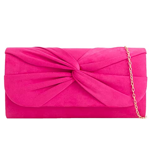 Handtasche aus Wildleder, plissiert, für Brautball, Hochzeit, Abend, Party, Handtasche, fuchsia pink, medium von UShopUK