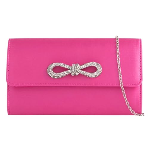 Handtasche mit Satin-Schleife, Brautschmuck, Abschlussball, Hochzeit, Abend, Party, Handtasche, fuchsia pink, medium von UShopUK