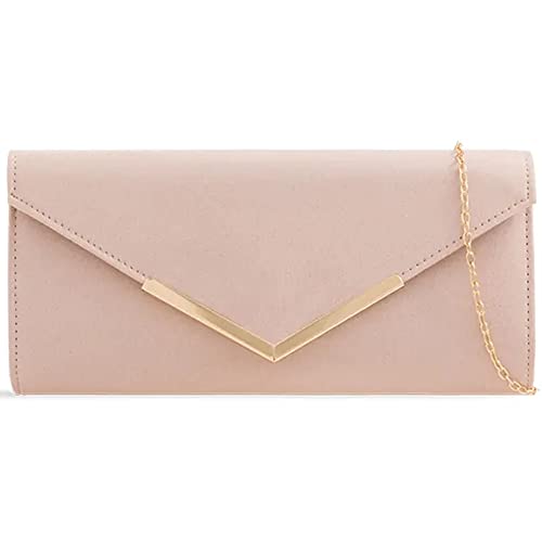 UShopUK Clutch / Handtasche, Wildleder, einfarbig, für Brautball, Hochzeit, Abend, Party, Handtasche, nude, medium von UShopUK