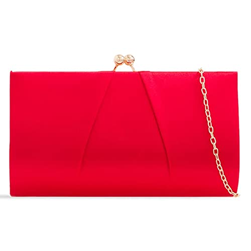 UShopUK Satin-Handtasche für Brautball, Hochzeit, Abend, Party, Handtasche, Handtasche, rot, medium von UShopUK