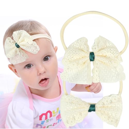 2pcs Baby Mädchen Stirnband Haarbögen gerippt Gürtel Stretch Bowknot für Kleinkinder von UTEFIF