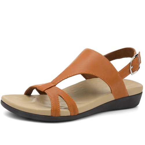 UTENAG Bequeme flache Damen-Sandalen mit Fußgewölbeunterstützung, Braun, 42 EU UTENAG Bequeme flache Damen-Sandalen mit Fußgewölbeunterstützung, Braun, 42 EU von UTENAG