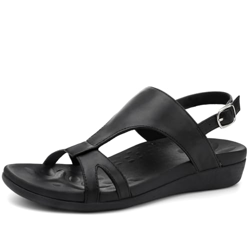 UTENAG Bequeme flache Damen-Sandalen mit Fußgewölbeunterstützung, Schwarz, 43 EU UTENAG Bequeme flache Damen-Sandalen mit Fußgewölbeunterstützung, Schwarz, 43 EU von UTENAG