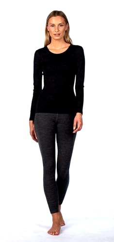 UTENOS für Damen Unterhemd Langarm 100% Merino Wolle (L, Dunkelgrau) von UTENOS