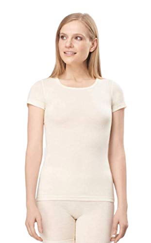 Utenos Ultra Soft Woman Short Sleeve Float Crewe Base Layer Shirt Made in Europe Union, Natur (Ivory), X-Groß von UTENOS