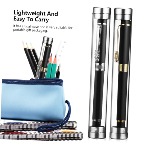UTHCLO 10 Stück Teiliges Transparentes Acryl röhrenetui für Kugelschreiber Zylindrische Einzelstiftebox zur Aufbewahrung und Präsentation von Schreibwaren Praktisch und Durchsichtig für von UTHCLO
