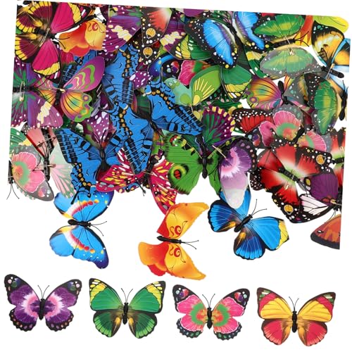 UTHCLO 100 Stück Teiliges Schmetterling Anstecknadeln PVC Broschen für Kleidung und Rucksäcke Leichte Retro Pins mit Sicherem Verschluss Bunte DIY Broschen für Mädchen und Damen von UTHCLO