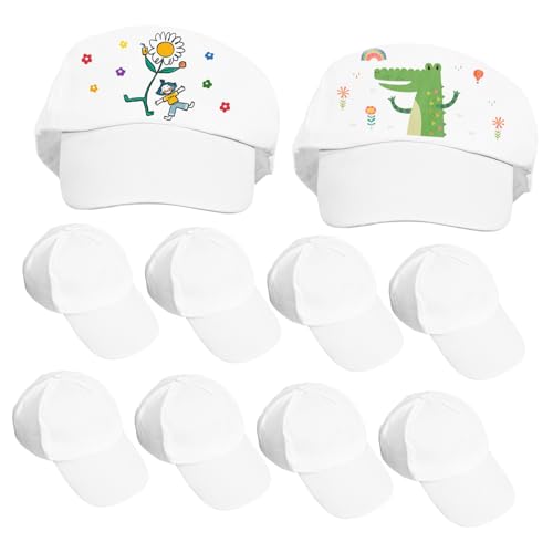 UTHCLO 10stücke Baumwoll Schirmmützen Für Junge Mädchen Unbefristet DIY Malhut Blanko Schirmmütze Zum Bemalen Und Kritzeln Kindergarten Malzubehör von UTHCLO