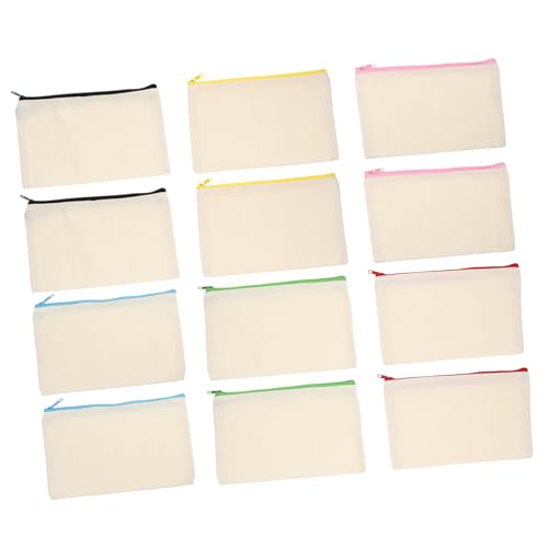UTHCLO 12 Stück Teiliges Canvas Kosmetiktaschen mit Reißverschluss Große Vielseitige Schmink und Reiseorganizer Taschen aus Segeltuch für DIY Toilettenartikel Handtasche und Bastelbedarf von UTHCLO