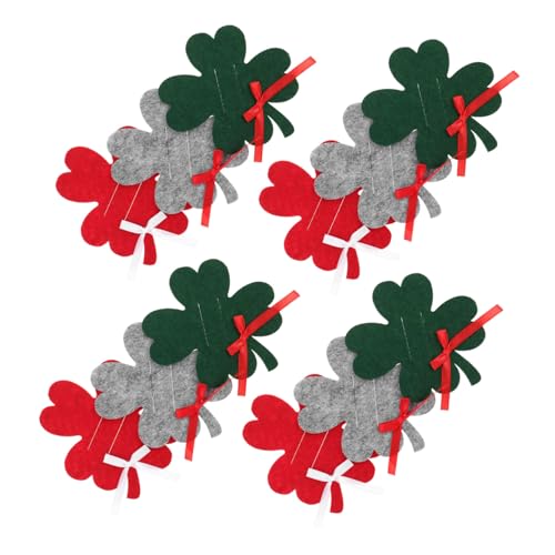 UTHCLO 12 Stück Teiliges Weihnachtsgeldbörsen aus Filz Vierblättriges Kleeblatt Design Wiederverwendbare Umweltfreundliche Geldbeutel in Rot Grün Geschenkhalter und Festliche Dekoration von UTHCLO