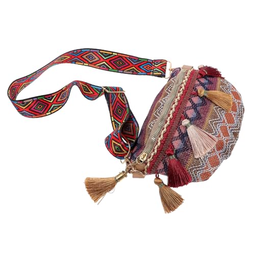 UTHCLO Kleine Ethno Brusttasche Für Damen Verstellbare Gürteltasche Aus Polyester Praktische Umhängetasche Mit Modischem Akzent Für Alltag Und Reisen Geräumig (22x15x1 cm) Für von UTHCLO