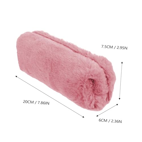 UTHCLO 2 STÜCK Plüsch Federmäppchen Achtkantig Langlebig mit Reißverschluss Geräumig für Stifte und Schreibutensilien Modisch in Beige für Schüler und Studenten von UTHCLO