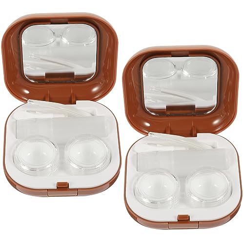 UTHCLO 2 Satz Kontaktlinsen Organizer Durchsichtige Kosmetiklinsenbox Mit Spiegel Auslaufsicher Tragbar Für Reisen von UTHCLO