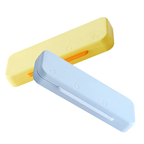 UTHCLO 2 Stück Doppelschicht Stiftebox Für Kinder Große Kapazität Aus Pp Kunststoff Blau Gelb Für Schulbedarf Und Schreibwaren Organisation von UTHCLO