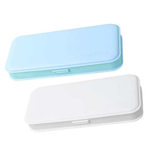 UTHCLO 2 Stück Kleine Praktische Stiftebox aus Robustem Mattem Pp Material Großer Stauraum Stilvoller Schreibtisch Organizer für Jungen und Schulkinder Einfache Zufällige Farbe von UTHCLO