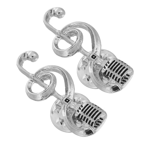 UTHCLO 2 Stück Musiknoten Mikrofon Broschen Teilig Herren Damen Metall Anstecknadeln Vielseitig Tragbar Elegant für Kleidung Taschen für Musikliebhaber von UTHCLO