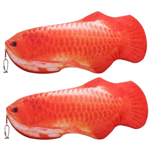 UTHCLO 2 Stück Plüsch Federmäppchen Cartoon Fisch Stifttasche Großes Federtasche für Schule Büro Schreibwaren Organizer mit Reißverschluss Kuscheliger Stiftbeutel für Jugendliche von UTHCLO