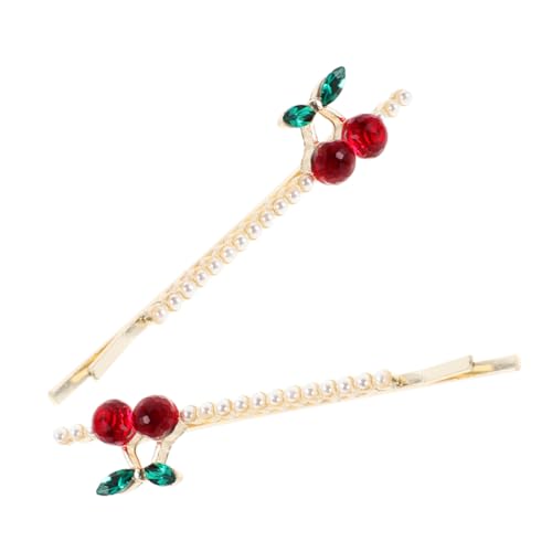 UTHCLO 2 Stück Strass haarspangen Haarklammern mit Kirschmotiv und Simulierten Perlen Vielseitige Haarklammern für Frauen Stabiler Haarschmuck für Alltag und Festliche Anlässe von UTHCLO