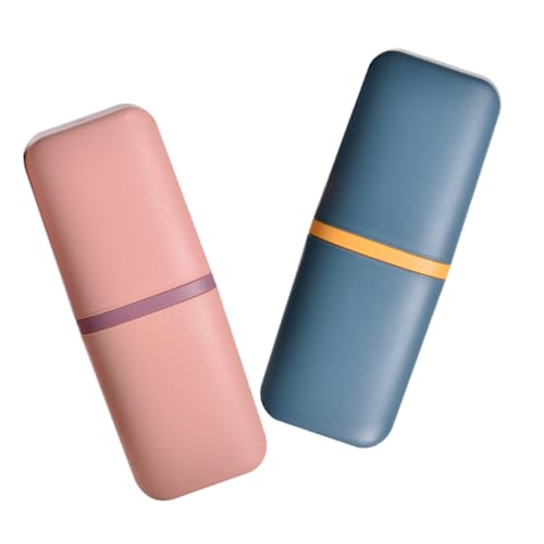 UTHCLO 2 Stücke Tragbarer Reise-zahnbürstenbecher Kompakter Mundspülbecher mit Zahnbürstenhalter Multifunktional für Camping Geschäftsreise Schule Praktischer Organizer in Dunkelblau von UTHCLO