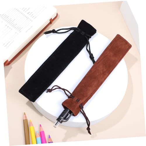 UTHCLO 20 Stück Teiliges Kordelzug Stiftbeutel aus Doppelseitig Verdicktem Plüschstoff Kratzfeste Füller etuis Tragbare Federmäppchen für Schule Büro und Geschenk Schwarz Braun von UTHCLO