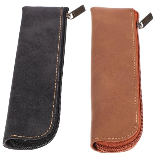 UTHCLO 2stücke Pack Pu Stiftetui Kosmetische Bleistift Hülle Ästhetische Stift Tasche Tragbare Schreibwaren Aufbewahrung Etui von UTHCLO