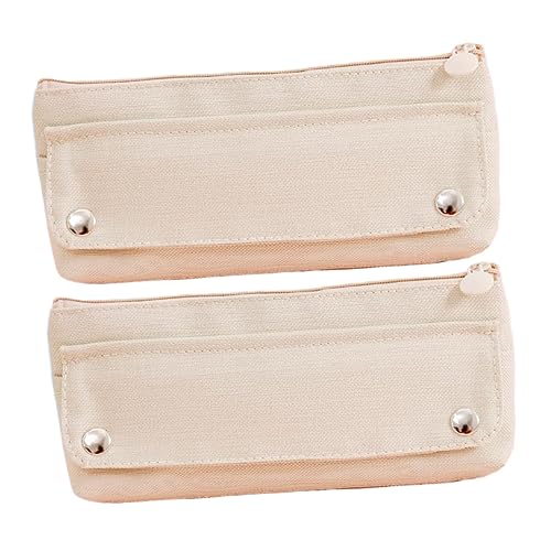 UTHCLO 2stücke Elastisches Oxford-Stoff Federmäppchen Große Kapazität Stiftetui Umweltfreundliche Und Einfache Aufbewahrungstasche Für Schreibwaren Beige von UTHCLO