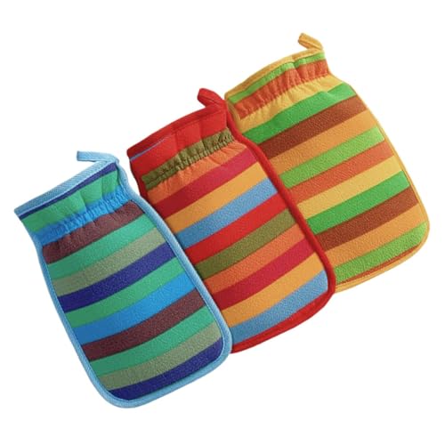 UTHCLO 3 Stück Handschuhe Zum Schlammbaden Körperwäsche Scrubber Rückenbürste Für Duschmänner Wattepads Für Das Gesicht Gesichtsreinigungsbürste Badschwamm Duschhandschuhe Badetuch Rayon von UTHCLO