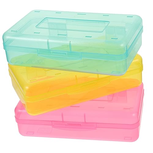 UTHCLO 3 Stück Teiliges Kunststoff Federmäppchen mit Fächern Praktischer Stifte Organizer für Schule Büro und Zuhause für Buntstifte Kugelschreiber und Marker Frischen Farben Grün Rot von UTHCLO