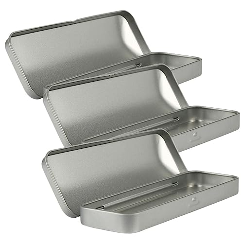 UTHCLO 3 Stück Teiliges Metall Federmäppchen Rechteckige Stiftebox mit Klappdeckel Kompakt Robust und Leicht als Schüler Stiftetasche und Pencil Organizer für Schule und Büro von UTHCLO