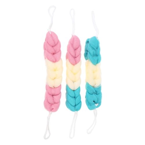 UTHCLO 3 Stücke doppelseitiges Badetuch Badeschrubber Körper Peeling Gel Schwämme Gesicht Dusche Scheuertücher Badehandtücher Duschtücher Streifen zurückziehen Duschschrubber Sport von UTHCLO