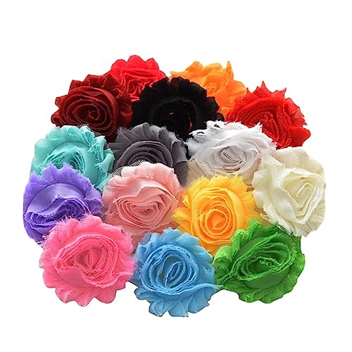 UTHCLO 30 Stück Teiliges Shabby Chiffon Blumen DIY Haaraccessoires mit Stoffrosen Haarbänder Haarschleifen und Bastelprojekte mit Robustem Netzrücken zum von UTHCLO