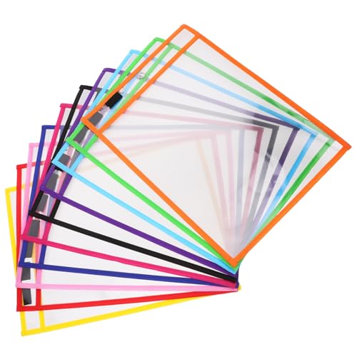 UTHCLO 30 Stück Teiliges Wiederverwendbare Abwischbare Dry Erase Taschen aus Wasserdichtem PVC mit Stifthalter und Metallöse Transparente Schreibwarenhüllen für Büro von UTHCLO